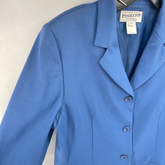 Pendleton Womens Blazer Jacket Coat 3 Button 100% Virgin Wool Blue Size 10 - Picture 4 of 10